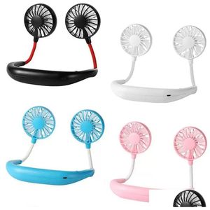 Party Favor Stock Fan à main Sports Portable USB Rechargeable Double Mini Refroidisseur d'air Cou d'été Suspendu Drop Livraison Maison Jardin Festi Dhsnm