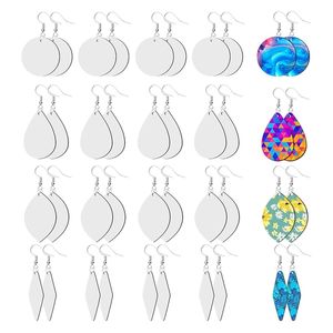 Boucles d'oreilles vierges à sublimation pour cadeaux de fête, boucles d'oreilles à transfert de chaleur, pendentifs en forme de larme en bois inachevé en 5 formes assorties pour la fabrication de bijoux à faire soi-même