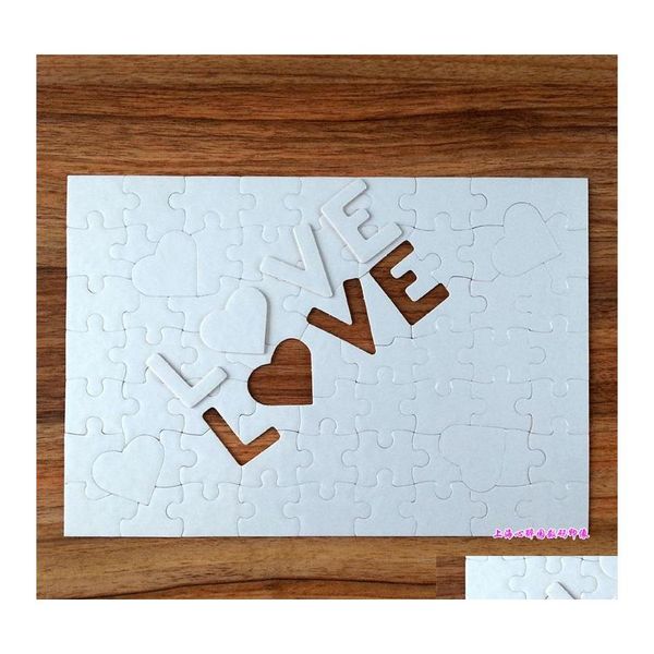 Party Favor Sublimation Blank Jigsaw Puzzle A4 Love Pearl Light White Print Carton en forme de coeur Enfants Adt Intelligence 2 4Xj D Otue0