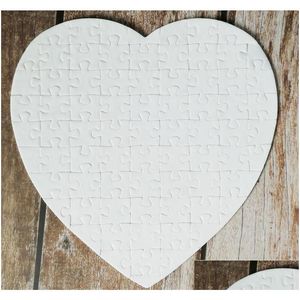 Party Favor Sublimation Blanc Perle Lumière Téléavertisseur Puzzles Coeur Amour Forme Puzzle Transfert Impression Consommables Enfant Jouets Fast Ship D Dhjxf