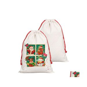 Party Favor Sublimation Blank Santa Sacks Diy Personlized Dstring Bag Christmas Gift Bags Pocket Heat Transfer Drop Delivery Home Ga Dhtnt