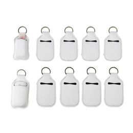 Party Gunst Sublimatie Blanks Hervulbare Neopreen Hand Sanitizer Houder Er Chapstick Houders Met Sleutelhanger Voor 30Ml Cap Containers Dheub