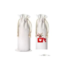 Party Favor Sublimation Blanks Mariage Bouteille De Vin Sacs Cadeaux Sac En Toile Avec Dstring Pour Halloween Décoration De Noël 339Q Drop De Dhbp6