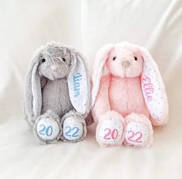 Feest voorstander van sublimatie Easter Bunny pluche lange oren konijntjes pop met stippen 30 cm roze grijs blauw witte rabbitische poppen voor kinderschattige zachte pluche speelgoed