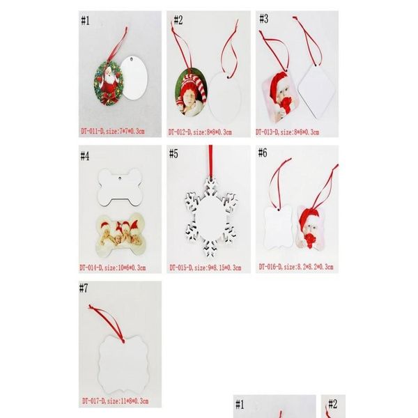 Favor de la fiesta Sublimación MDF Ornamentos de Navidad cuadrados Reduce Decoraciones Transferencia de impresión Diy en blanco Consumible Regalos de Navidad AHF168 OTKQD
