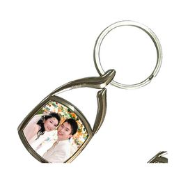 Party Gunst Sublimation Metal Key Chain Blank afgeronde vierkante stijl Keychains aangepast uw foto en printlogo thermische overdracht wie DHZGH