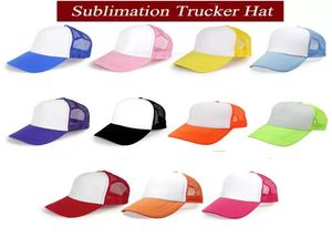 Favor de la fiesta Sublimation Trucker Hats Sublimation Hat malla en blanco Gorra para adultos para imprimir deportes personalizados Hat1704009