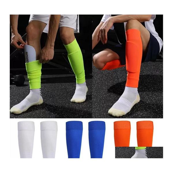 Party Favor Supplies Coude Genou 1 Paire Haute Élasticité Football Football Shin Guard Adts Chaussettes Pads Legging Professionnel Shinguards S Dhlgw