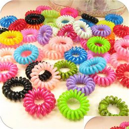 PARTY GOVE TELEFOON COIL HOOFT ROOP Candy Color Woman Girls Ponytail Holders Circle Elastic Rubber String Hair Ring Ornaments Party DHPMI