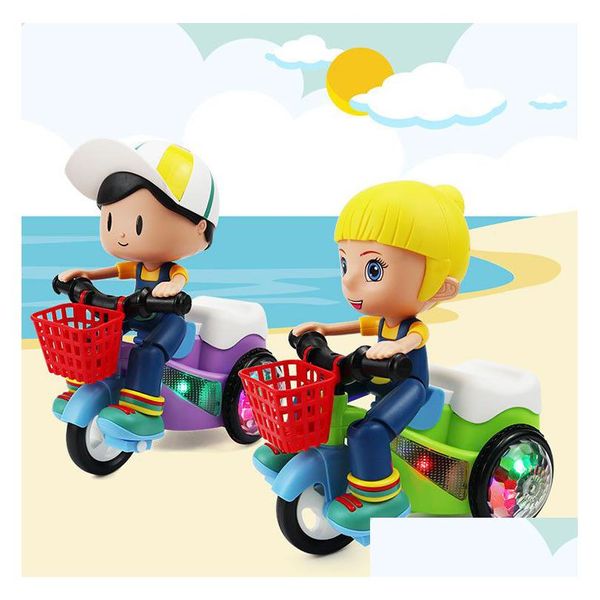 Party Favor Tiktok Le même type de célébrité en ligne Stunt Tricycle Toy Electric Car Light Music Baby Boy Girl Drop Delivery Home Ga Dhauz