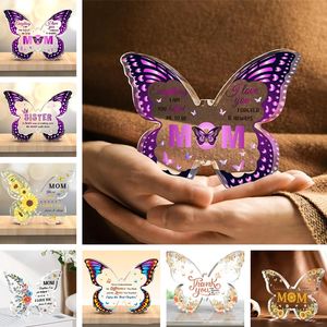 Party Favor Transparant acryl vlinder ornamenten voor vriendinnen/beste vrienden/familie collega's tafelblad geschenken ornamenten LT887