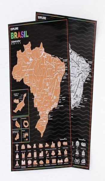 Favor de fiesta Viaje Clockin Planificación de registro Mapa de rasguño Brasil Huella Marcado Etiqueta de la pared Regalo Pintura colgante KSTAR5623369