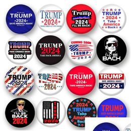 Partij gunst Trump 2024 badge broches pins verkiezing leveringen houden Amerika 1,73 inch drop levering huis tuin feestelijk evenement Dh6Xj Dhpte