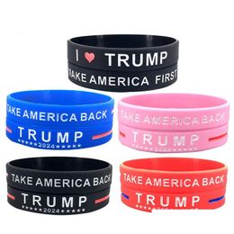 Party Favor Trump 2024 Sile Bracelet Noir Bleu Bracelet Drop Livraison Maison Jardin Fournitures de Fête Événement Dhbfh