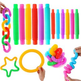Feest gunst buizen sensorisch speelgoed kleurrijk plastic telescopisch buisspeelgoed fidget speelgoed knijpen speelgoed geschenken stress relief speelgoed