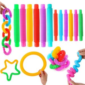 Tubes de faveur de la fête jouet sensoriel coloré en plastique télescopique jouet jouet fidget toys serre les cadeaux de jouet stress relief