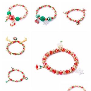 Feestvoorkeur Uni Charming Christmas Bracelet Santa Claus Snowflake Candy Colorf Holiday Decorations Sieraden Creative Gift Drop Dhegf