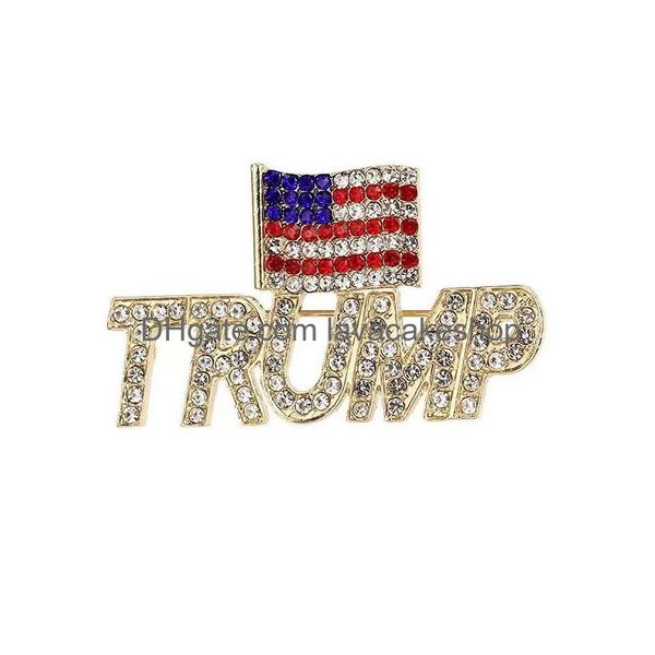 Party Favor Unique Design Trump Strass Broches Pour Femmes Coeur Rouge Lettre Manteau Robe Bijoux Drop Livraison Maison Jardin Festif Dhaat