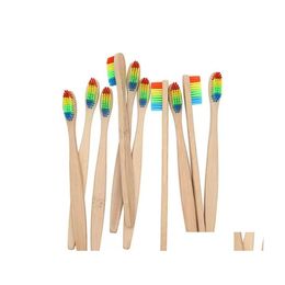 Feest voorstander van ups bamboe tandenborstel houten regenboog bamboe tandenborsten orale zorg zachte borstelige reis drop levering home tuin feestelijk dh7wk