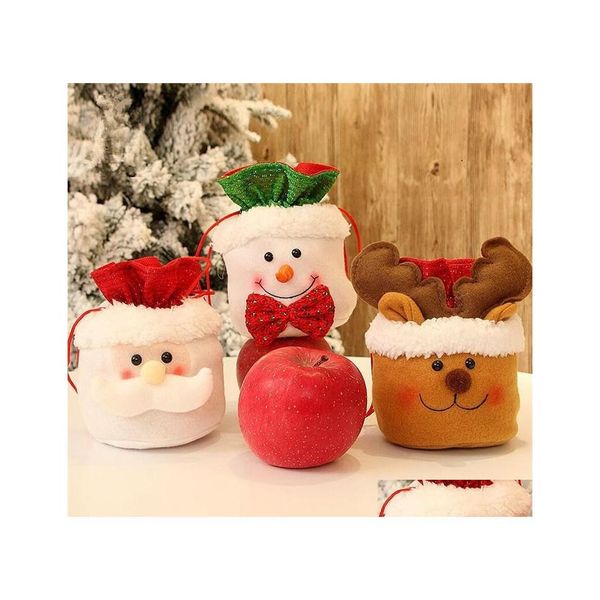 Favor de fiesta Ups Bolsa de dulces de Navidad Regalo Bolsas Dstring Santa Claus Muñeco de nieve Elk Decoración del árbol de Navidad Apple Bolsa Drop Entrega Inicio Ga DHSRM