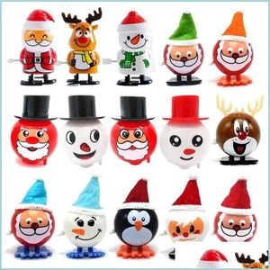 Party Favors Electronic Pets Windup en kronkelende Walking Santa Claus Elk Penguin Snowman Clockwork Toy Kerst Kindergift Toys D DHL6J