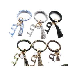 Party Favor UPS Epidemic Prevention Keychain PU Leather Bracelet Contactloze acryl deuropener drop levering home tuin feesten s DHK9F