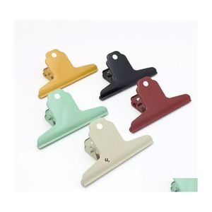 Party Favor UPS roestvrij staalpapier Bestand Clips Colorf Large Metal BL Binder klemmen Stationery -kantoorbenodigdheden Drop Delivery Home G Dhnyy