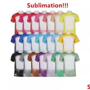 Favor de fiesta Nosotros Hombres Mujeres Suministros Sublimación Camisas blanqueadas Transferencia de calor Camisa de lejía en blanco Camisetas de poliéster FS9535 Drop Delive Dhyzu