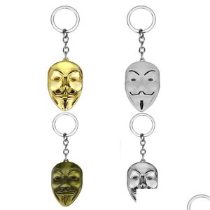 Party Favor V voor Vendetta Key Chain Women Men Hangmasker Keychain Ring Moviehouder Souvenir Gifts Nieuwe GGA2652 Drop Delivery Home Dhhru