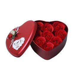 Favor de fiesta Regalo del día de San Valentín 9 Flores de jabón de rosas Favor de fiesta Baño perfumado Cuerpo Pétalo Espuma Flor artificial DIY Decoración del hogar Dro Dhw7V