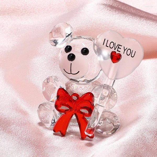 Fête Favor Valentines Day Gift Je t'aime Crystal Bear Artificial Rose Flowers Teacher Mothers Wedding Birthday Cadeaux pour les invités