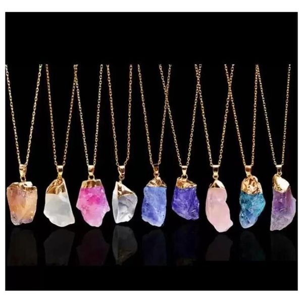 Favor de fiesta Día de San Valentín Favor de fiesta Cristal natural Cuarzo Punto de curación Chakra Grano Collar de piedras preciosas Colgante al por mayor EE Drop de Dhjqj