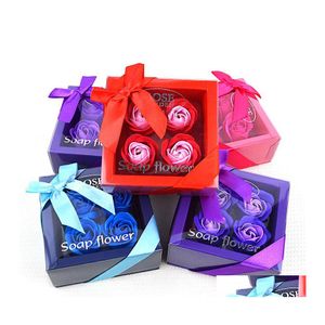 Party Favor Saint Valentin Rose Coffret Cadeau 4 Fleur De Savon Romantique Fleurs Éternelles Mère Anniversaire Cadeaux De Mariage Drop Delivery Home Gar Dhttc