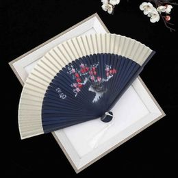 Party Favor Vintage Chinese Japanse Silk Folding Fan Bamboo Shank Flower Bird Beauty Classical Dance Eleged Female Home Decoratie