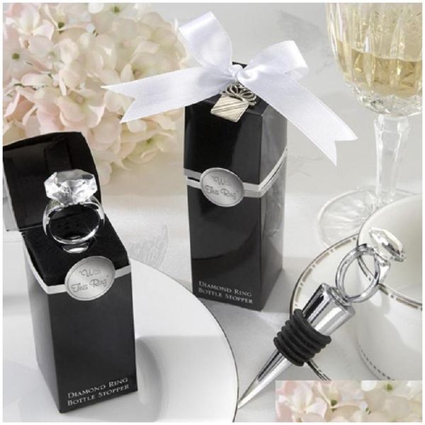 Fête Favor Wedding Favors Gifts Crystal Diamond Ring Wine Bottle bouteille pour anniversaire Baby Shower Wa2032 Drop Livrot Home DHDMQ