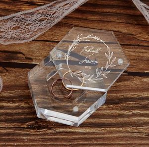 Favor de fiesta Caja de anillo de boda Propuesta de compromiso Acrílico personalizado Regalo personalizado para su despedida de soltera