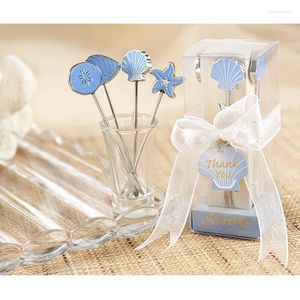 Party Favor Wedding Supplies Gift Blue Ocean Romantic Fruit Fork 4 Roestvrij staal Small Gifts 100set 100set