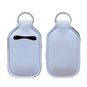 Party Favor White Liquid Soap 30ml Keybuckle flessen Mouw Keychain Neopreen Hand Sanitatorhouder Keyring zonder fles draagbare DHLTQ