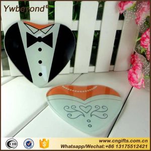 Party Favor Wholesale 100pc / lot 50sets / lot Robe Tuxedo Coasters Bride et le marié Favors Cadeaux pour les fournitures de mariage