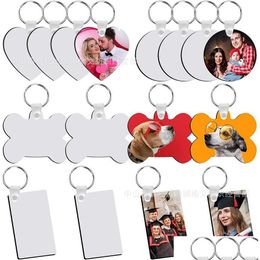 Party Favor Gros Blanc Porte-clés Transfert Thermique Sublimation Personnalité Porte-clés Ornement Mdf Porte-clés Drop Delivery Accueil Ga Dhtmu