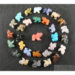 Favor de fiesta Venta al por mayor Cristales curativos tallados Piedras preciosas Estatuas de bolsillo Estatua de elefante Estatuilla Decoración coleccionable 1.5 pulgadas para Gif Dhjyy