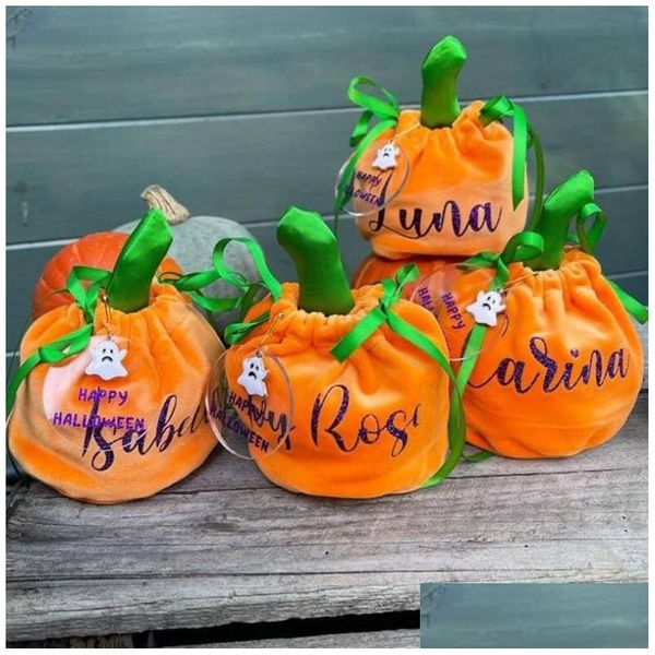 Party Favor Gros Trick Or Treat Candy Pouch Seau Orange Veet Citrouille Panier Halloween Sacs Drop Livraison Maison Jardin Festif Pa Dhh4K