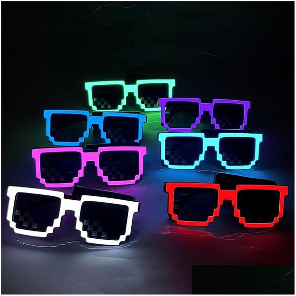 Party Favor Wireless LED Light Up Lunettes Pixel Lunettes de soleil Favorise Glow In The Dark Neon pour Rave Halloween Drop Livraison Home Garden Dhvsg