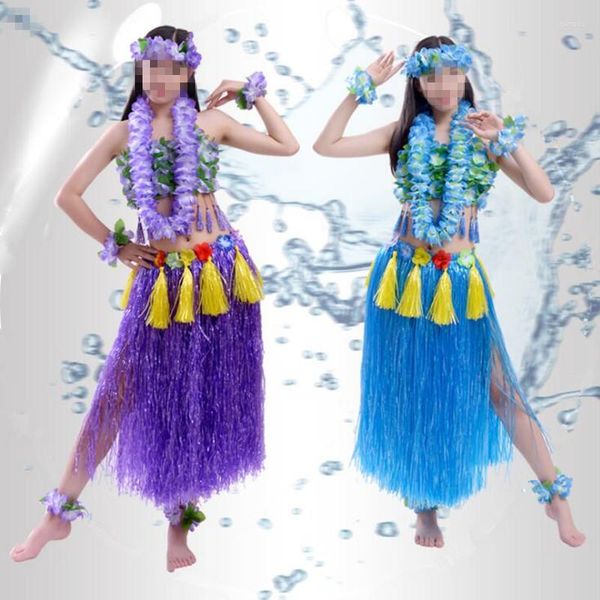 Party Favor femmes fille élastique hawaïen Hula danseuse herbe jupe avec fleur Costume ensemble anniversaire décorations tropicales