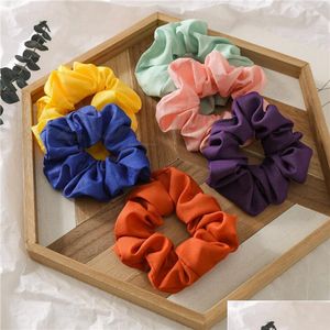 Fête favorise les femmes Solid Solid Mariffon Scrunchies Elastic Ring Ties Cies Accessoires Pondi Bandons Hair Bands Rubber Band Drop Deved Dhtds