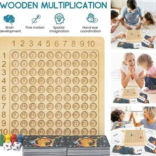 Juego de mesa de multiplicación Montessori de madera para recuerdo de fiesta, juguetes educativos de aprendizaje para niños, conteo de matemáticas, cien pensamientos interactivos