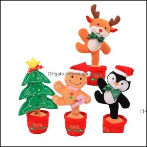 Party Favor Wriggle Dancing Christmas Tree Elk Sing Electronic Peluche Toy Décoration pour enfants Funny Early Childhood Education Toys Pa Otbqk