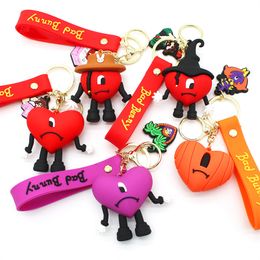 Porte-clés en PVC 3D pour cadeaux de fête, Styles de lapin populaires, porte-clés de la saint-valentin, cadeaux pour amoureux, garçons et filles, porte-clés pour enfants