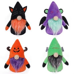 Feest is voorstanders Halloween Gnome Fall Decorations Handmade Faceless Plush Witch Gnomes met Spider Bat -ornamenten