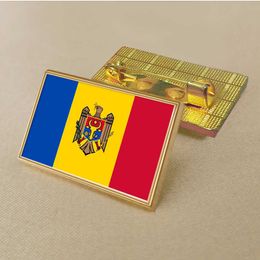 Feestvlag van Moldavië Pin 2,5*1,5 cm zink gegoten PVC kleur gecoate goud rechthoekige medaillon badge zonder toegevoegde hars